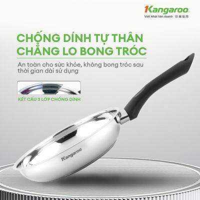 Chảo inox đa lớp chống dính tự thân Kangaroo 28cm KGFPS28E - Inox 201