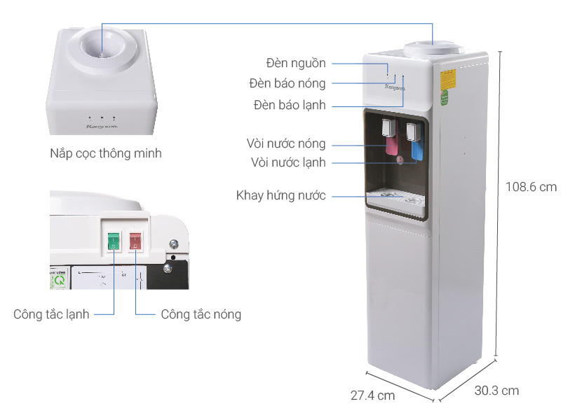 Máy làm nóng lạnh nước uống Kangaroo KG36A3