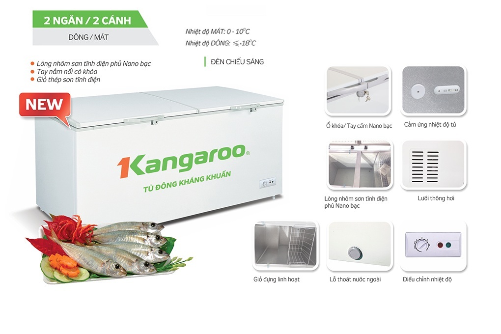Tủ đông kháng khuẩn Kangaroo 372L KG566C2