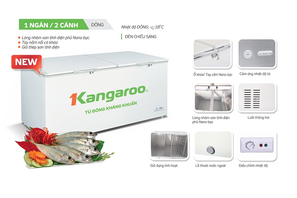Tủ đông kháng khuẩn Kangaroo 490L KG809C1